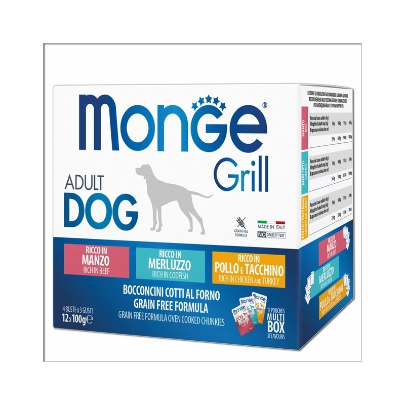 Monge Dog Wet Grill Mix влажный корм для собак 100 г - с треской, курицей и говядиной (8009470017510) 