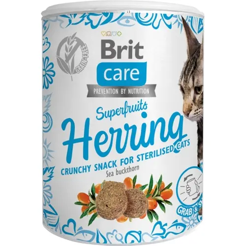 Brit Care Sterilized Superfruits Herring Crunchy Snack ЛАСОЩІ Супер-преміум коти (з оселедцем) 100 г