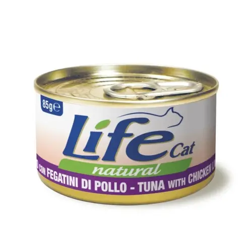 Lifecat Natural ВОЛОГИЙ КОРМ Супер-преміум коти (з тунцем та курячою печінкою) 85 г