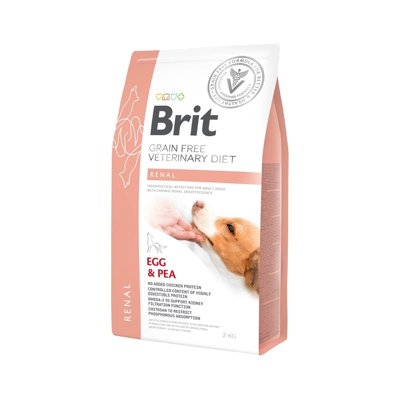 Brit Veterinary Diet сухой корм для собак при почечной недостаточности 2 кг - с яйцом, горохом и гречкой (8595602528196) 