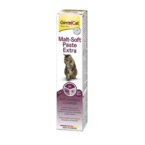 GimCat Every Day Malt-Soft Paste Extra паста для котів 20 г - для виведення шерсті зі шлунку (4002064417912)