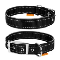 Dog Extreme нашийник для собак M - з світловідбиваючою вставкою, нейлоновий, чорний 